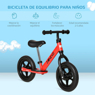 Bicicleta sin Pedales para Niños de +3 Años con Sillín Manillar Ajustables Rojo