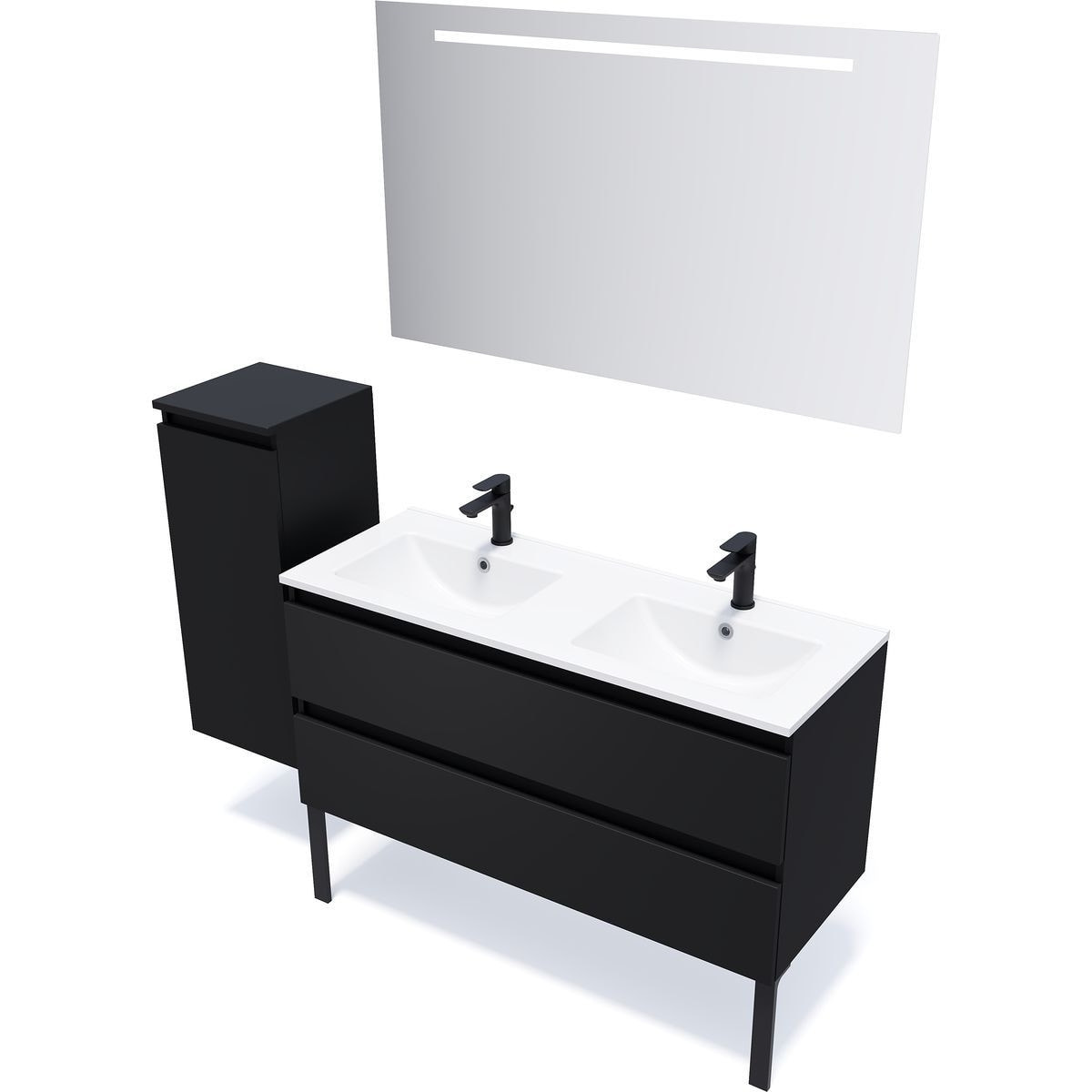Meuble salle de bain 2 vasques posées 2 tiroirs - HUDSON