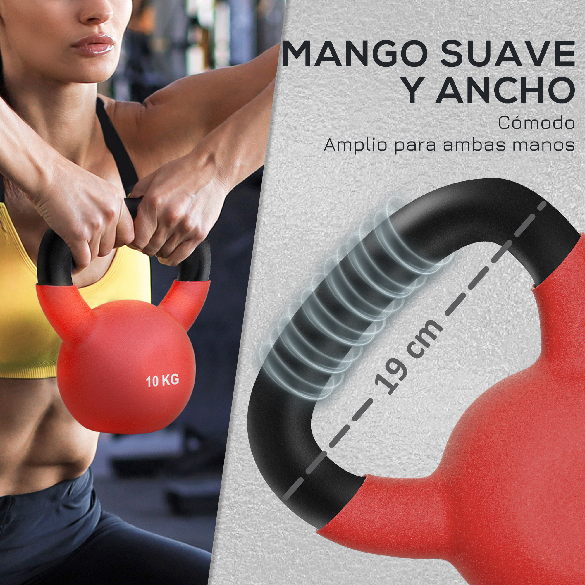 Pesa Rusa de 10 kg de Hierro Fundido Kettlebell para Entrenamiento de Fuerza