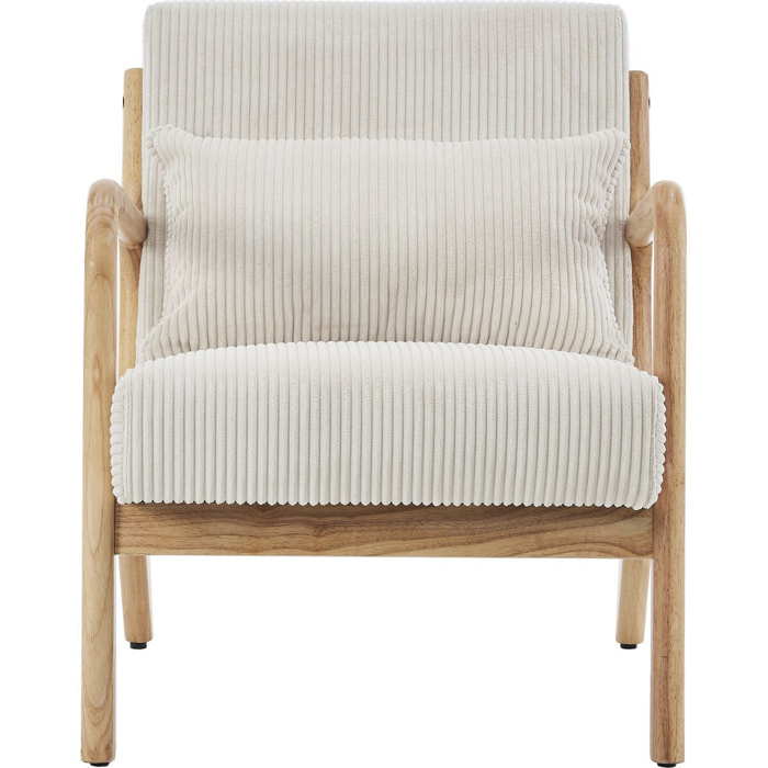 Fauteuil en bois et velours côtelé - LANNA