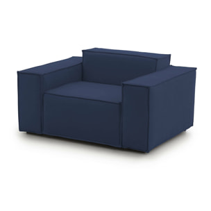 Poltrona Cristiana, Poltrona da salotto, 100% Made in Italy, Poltroncina relax in tessuto imbottito, Cm 160x95h70, Blu