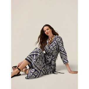 Oltre - Blusa de satén con estampado geométrico - Azul