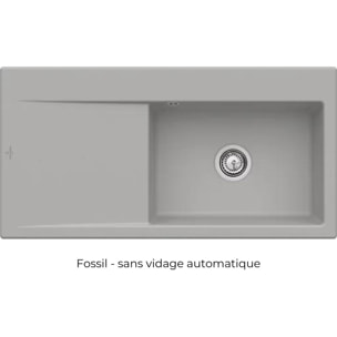 Evier a encastrer 1 bac Subway Style 60 egouttoir à droite vidage manuel Fossil CeramicPlus