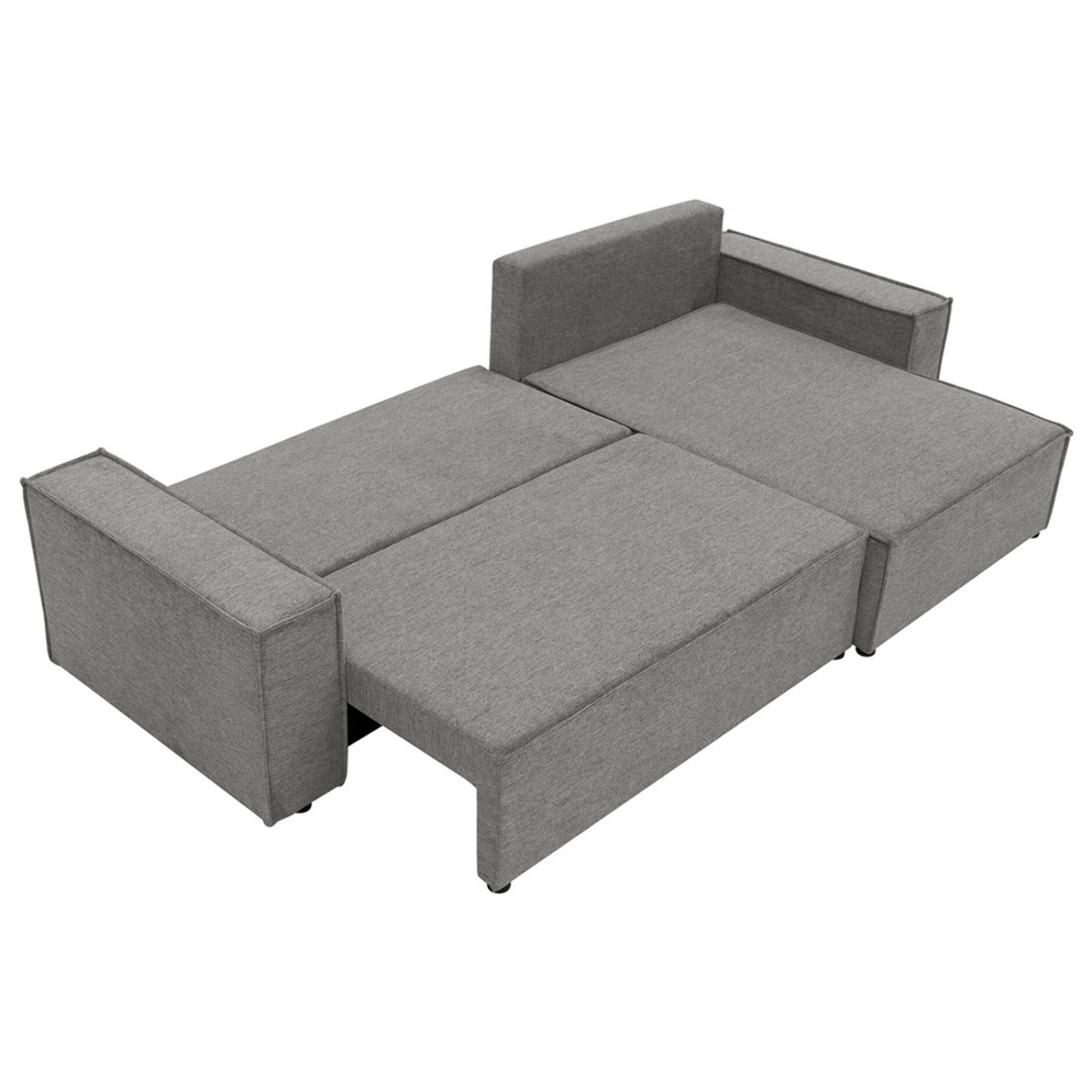 Cezanne - Canapé d'angle réversible 5 places convertible avec coffre en tissu texturé - Gris