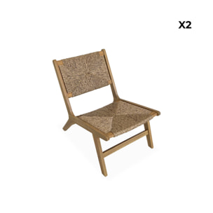 Fauteuil relax de jardin bois d'acacia et résine (lot de 2) LOREDO X2