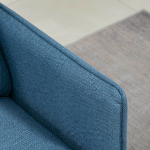 Sofá de 2 Plazas Tapizado en Lino Sofá de Salón con Cojines Reposabrazos y Patas de Acero para Dormitorio Oficina Carga 240 kg 139x68x80 cm Azul