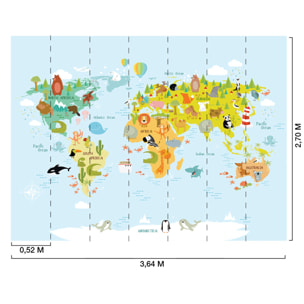 Papier peint enfant world map Intissé