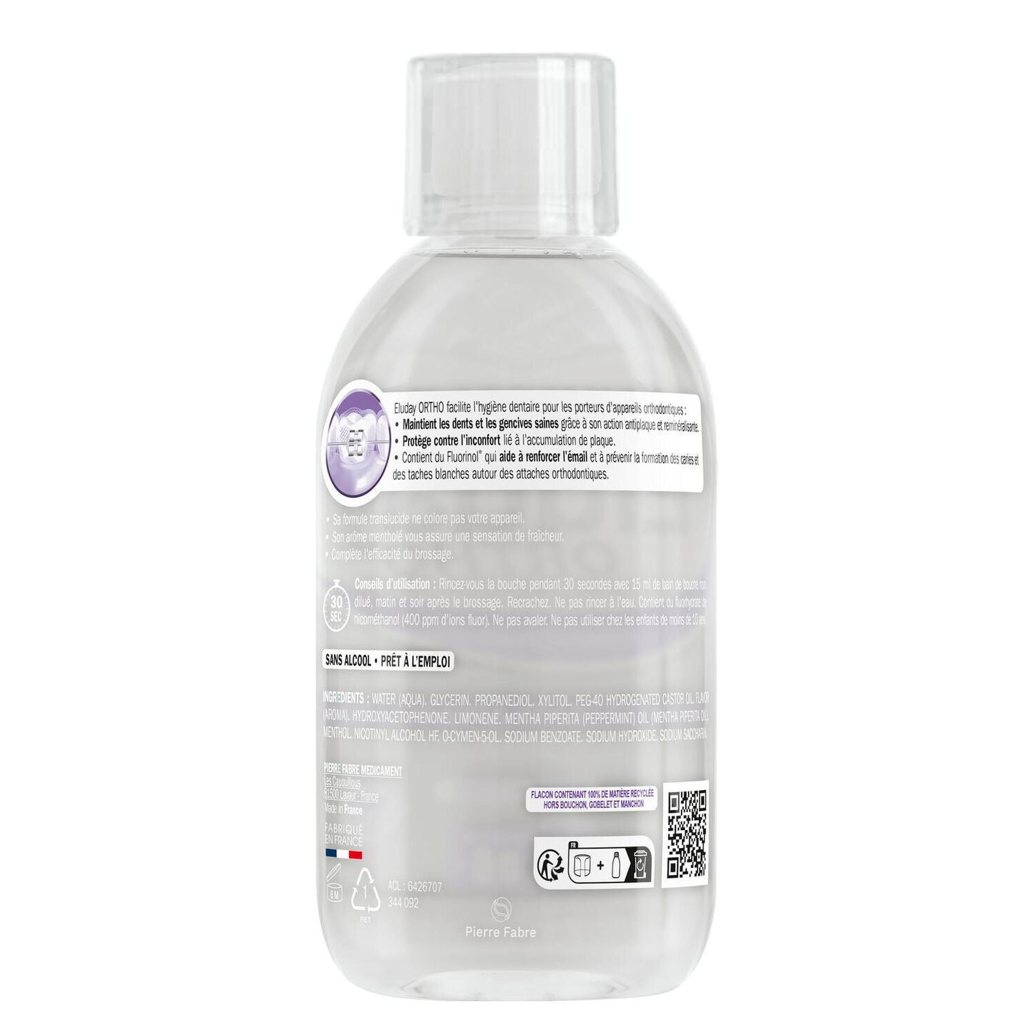 Eluday Ortho - Bain de Bouche Quotidien Soin des Dents Appareillées 500 ml