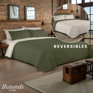 Naturals - Colcha Bouti - Lisa - Reversible - 100% Microfibra - 70 gr/m² - Verde/Vainilla