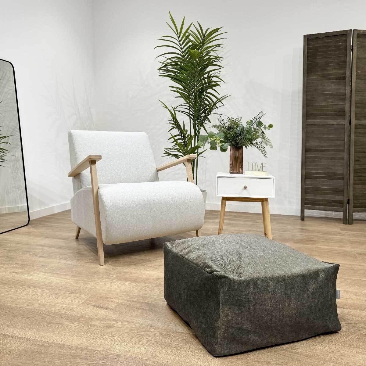 Puff desenfundable ATLANTIS gris oscuro 50x50x25 cm
