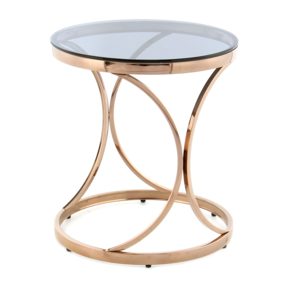 Tavolino da salotto Weyda in vetro grigio e oro rosa