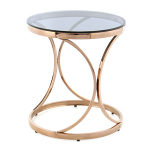 Tavolino da salotto Weyda in vetro grigio e oro rosa