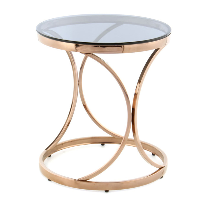 Tavolino da salotto Weyda in vetro grigio e oro rosa