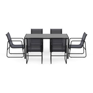 Murillo - ensemble table et chaises de jardin - 6 personnes - noir et gris - Noir / Gris