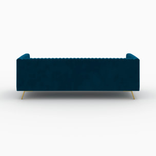 Ensemble canapé et fauteuil en velours bleu 3 places - Gatsby