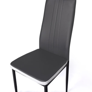 Chaises Jodie imitation cuir et pieds métal - Gris - blanc