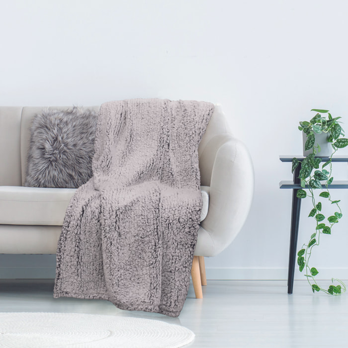 Plaid - HOME DECO FACTORY - Effet Sherpa - Gris
