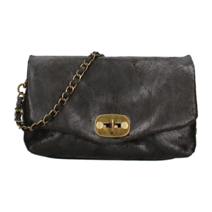 Borsa a tracolla da donna Made in Italy - Modello Floralia Lux - Pelle scamosciata - 25.0 x 15.0 x 11.0 cm