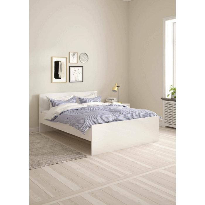 Letto piazza e mezza Bora, Sommier per camera da letto, Giroletto per stanza, Struttura porta materasso, 207x146 h80 cm, Bianco lucido