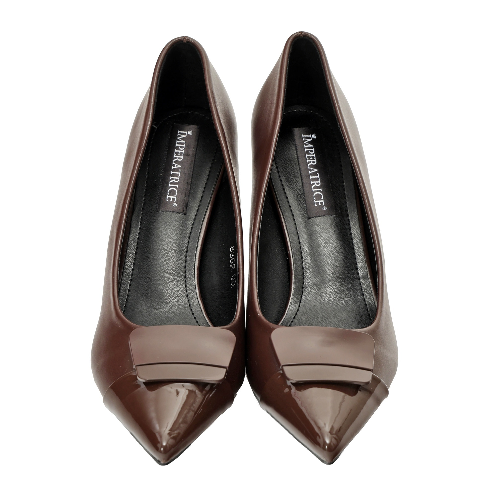 Decolletè in simil pelle con applicazione