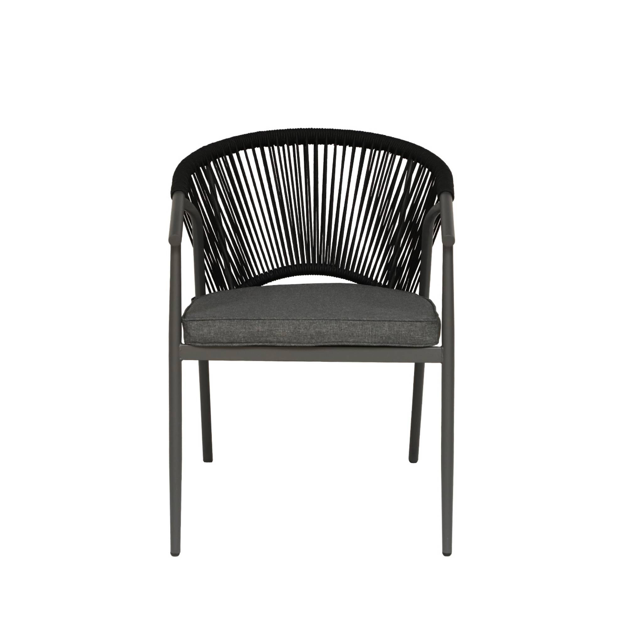 Fauteuil de jardin empilable acier et cordes (lot de 4) LIORA