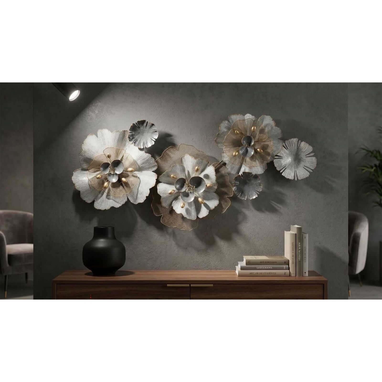 PANNELLO IN FERRO FLOWERY CM 116,5X8X58