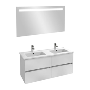 Meuble double vasque 120 cm Tolbiac blanc + miroir led