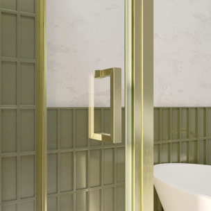 Pack Porte de Douche Pivotante 80x200cm et Retour 80cm - Profilés Or Doré Brossé - Verre 6mm