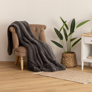 Plaid "Manoir" fausse fourrure - gris foncé 180x230 cm