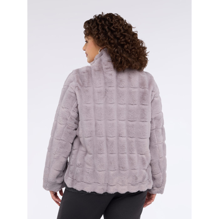 Fiorella Rubino - Chaqueta efecto peluche con cuello alto - Gris