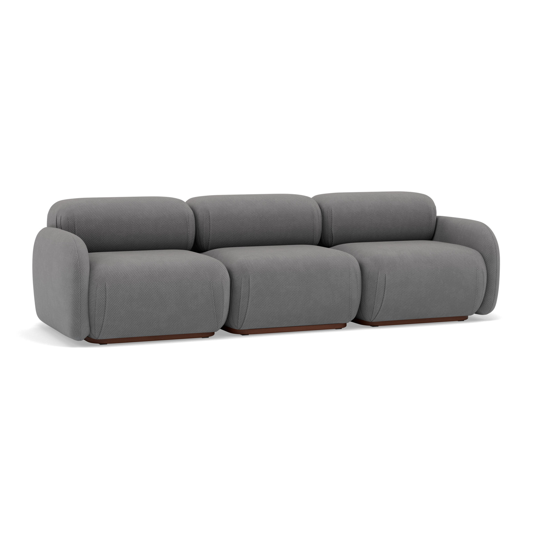 Penelope - canapé droit modulable 3 places en velours texturé - Gris