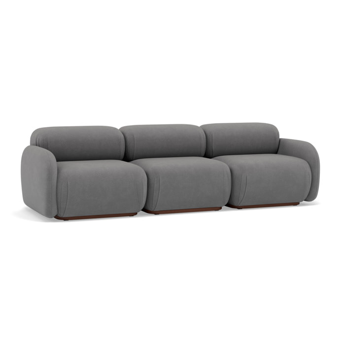 Penelope - canapé droit modulable 3 places en velours texturé - Gris
