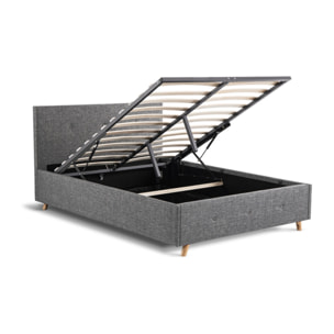 Lit coffre Mala 160x200cm tissu gris