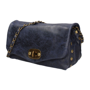 Borsa a tracolla da donna Made in Italy - Modello Floralia Lux - Pelle scamosciata - 25.0 x 15.0 x 11.0 cm