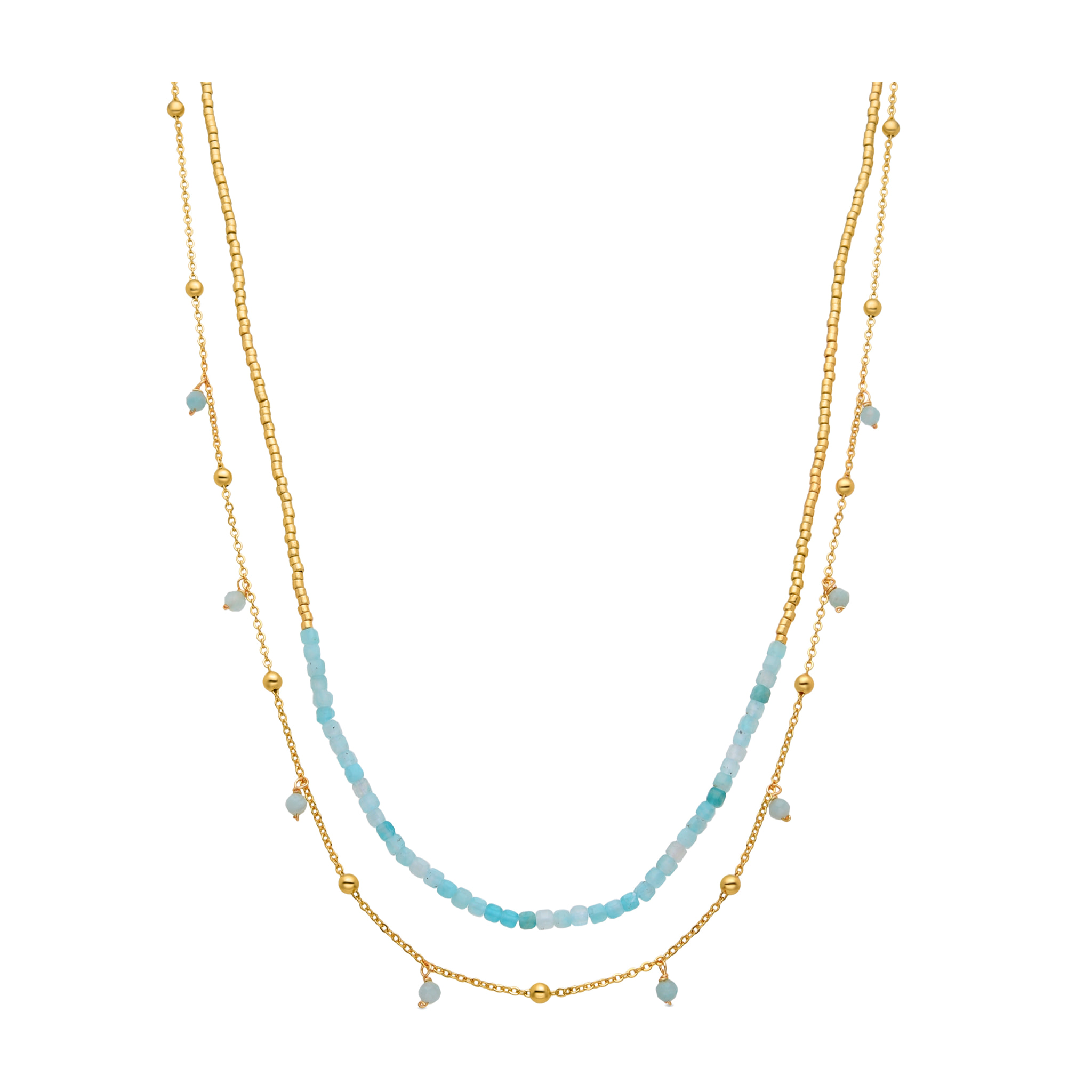 Collar de Turquesa acabado en oro amarillo de 18k