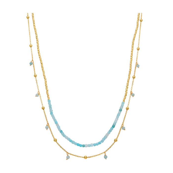 Collar de Turquesa acabado en oro amarillo de 18k