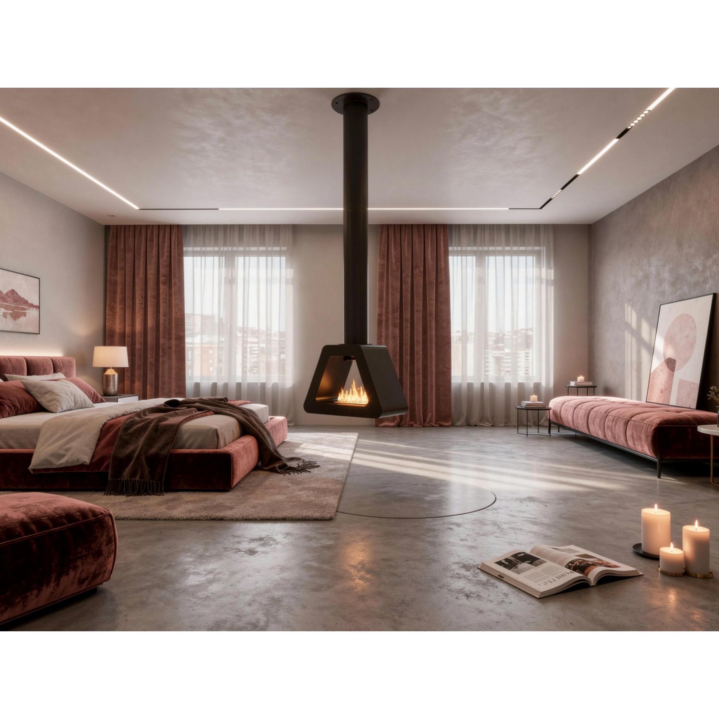 Chimenea de etanol de techo triangular en acero SYKE PYRAMID PURLINE