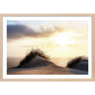 Poster dune au vent Affiche + cadre en bois - Chêne