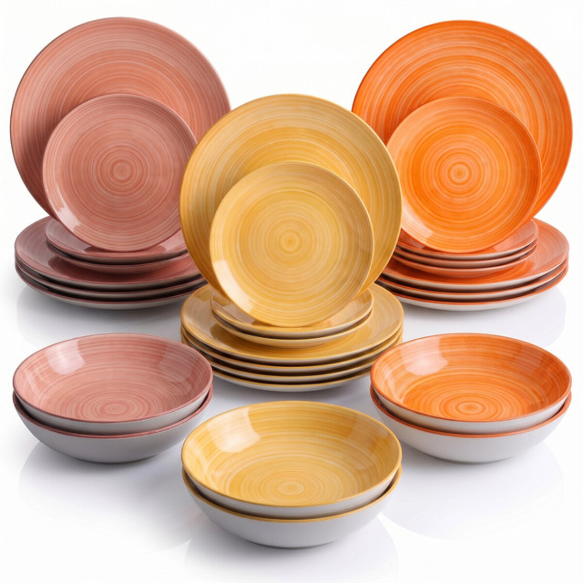 Servizio Tavola da 18 Piatti in Ceramica, lavabile in lavastoviglie e adatto a microonde, Intrecci
