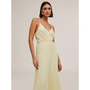 Motivi - Tuta lunga plissé in raso - Giallo