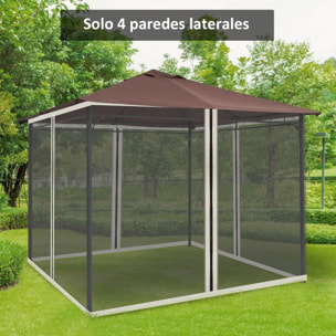 4 Paneles Laterales 302x207 cm para Carpa de Jardín Mosquitera con Cremalleras