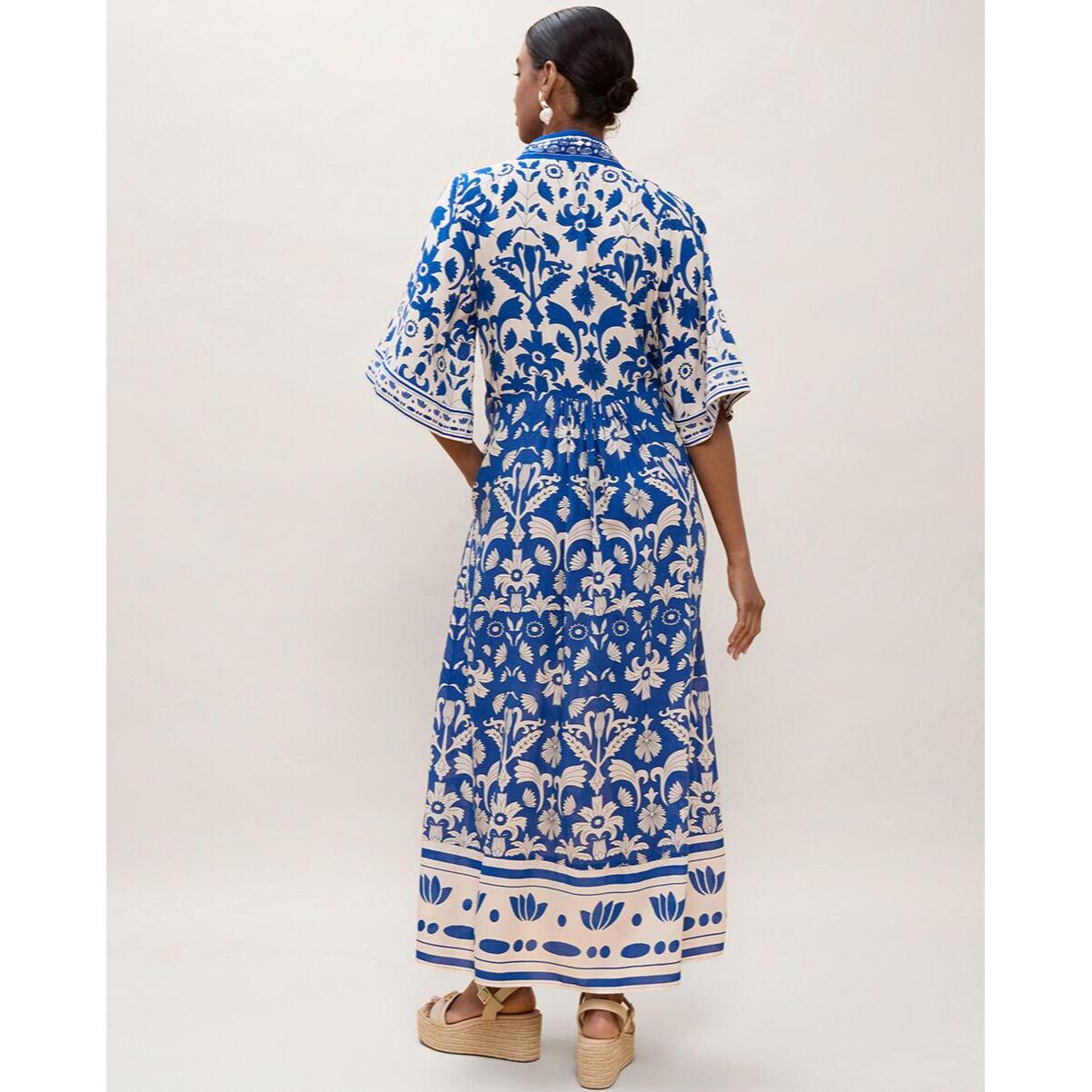 Abito a maniche lunghe con stampa geometrica