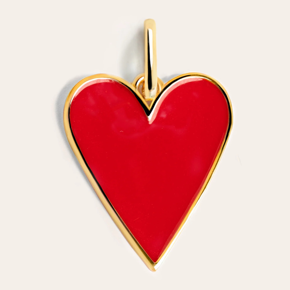 Charm Lovely Heart Red Enamel Baño Oro