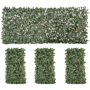 Haie artificielle 4 pièces feuilles de lierre polyester osier vert