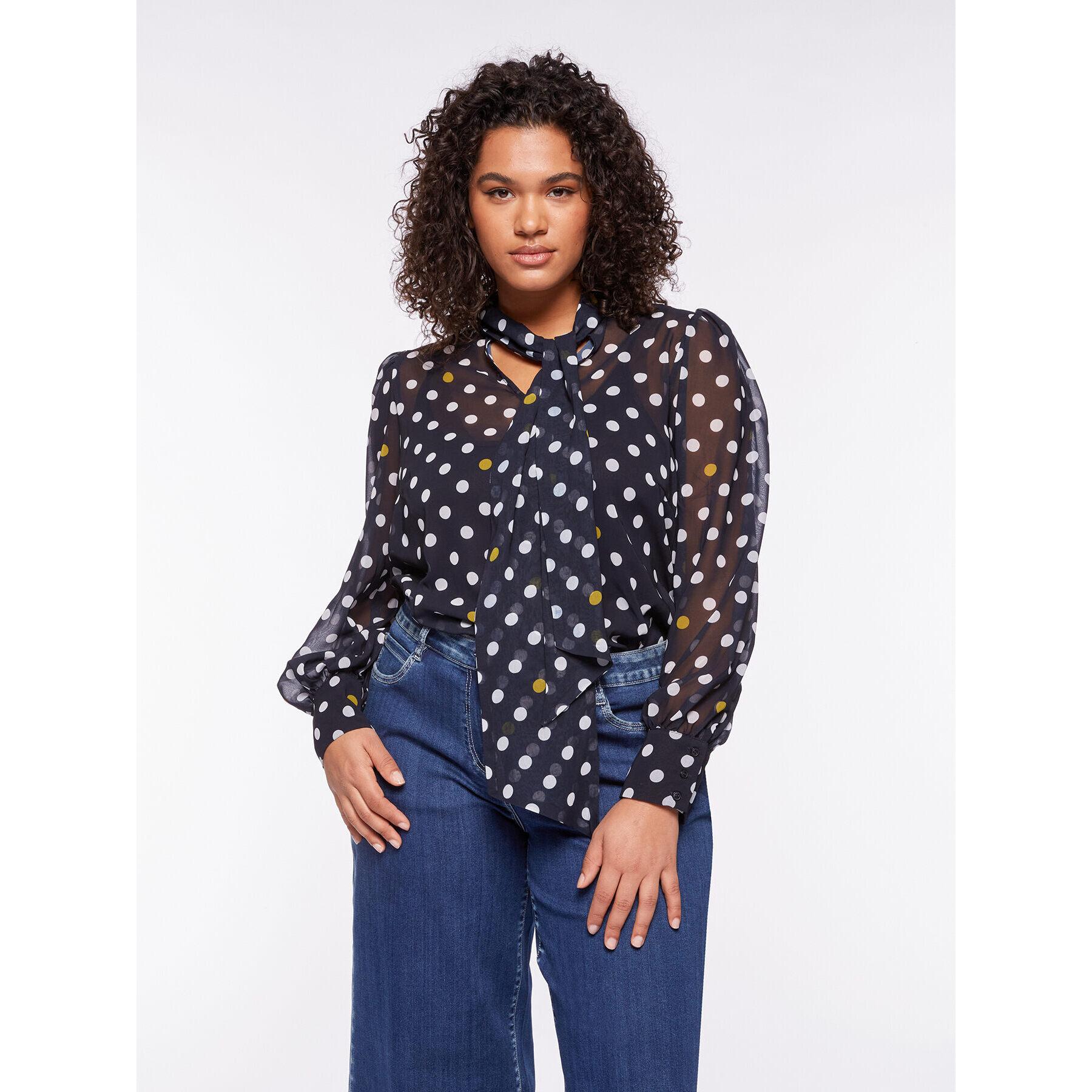 Fiorella Rubino - Blusa a pois con fusciacca - Blu