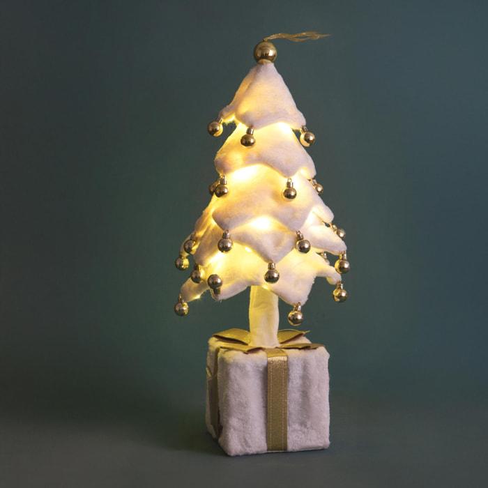 Albero con sfere pacco dono e led - Pezzi 1 - BIANCO - Bianchi Dino SpA
