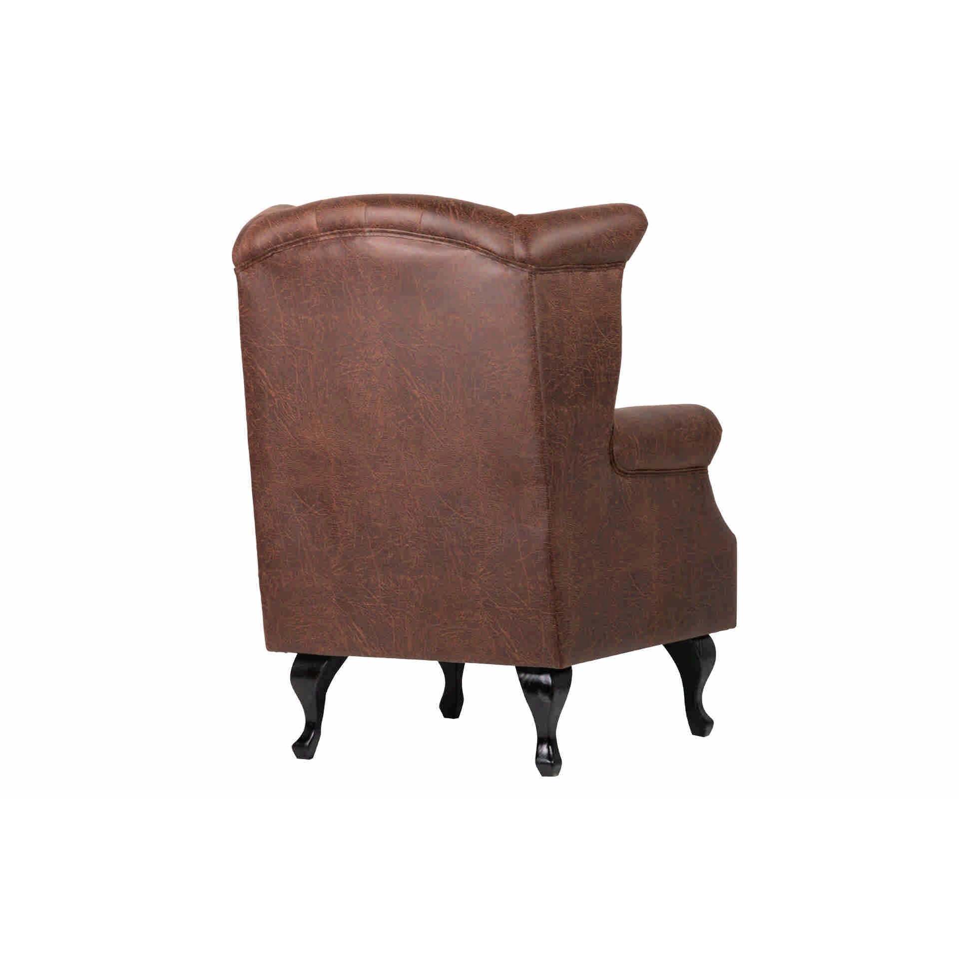 Sillon Pu Marron Patas Madera 70x76x106 Cm