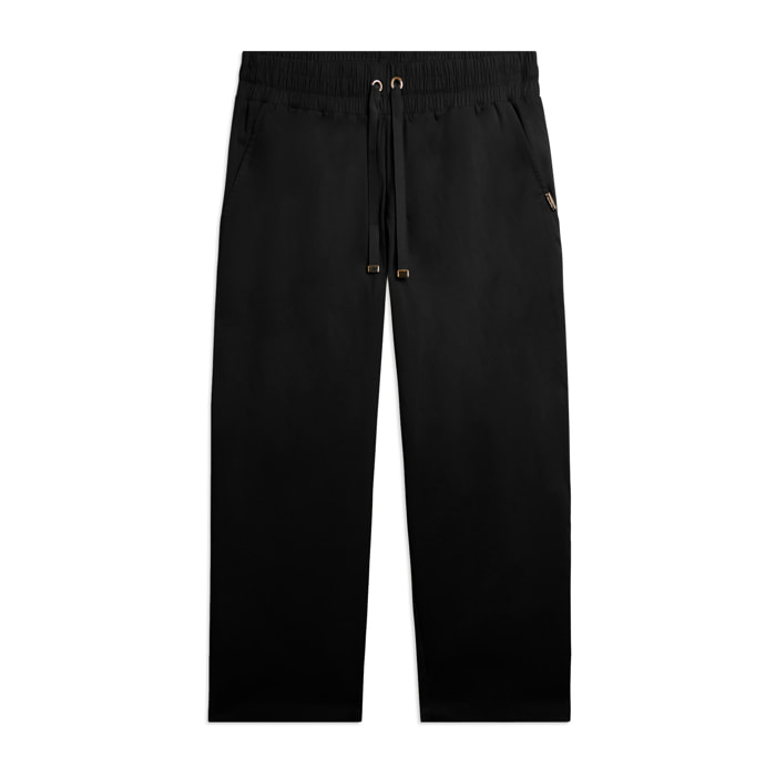 Pantaloni Cropped in Popeline elasticizzato