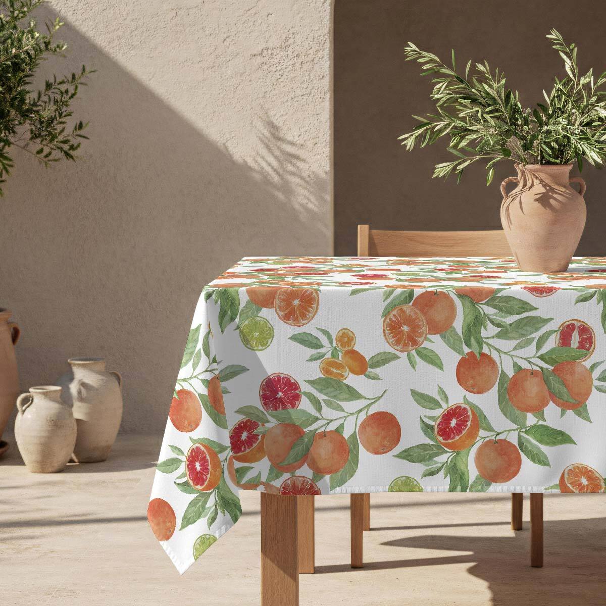 Nappe anti-taches Oranges - 100% coton -