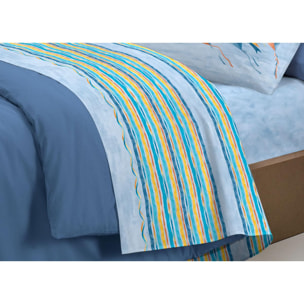 Completo Lenzuola 100% Cotone Aquiloni Azzurro